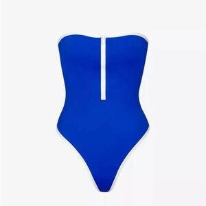 Skims Cobalt Blue Sporty Zipper Swim Strapless One
Piece Size XL